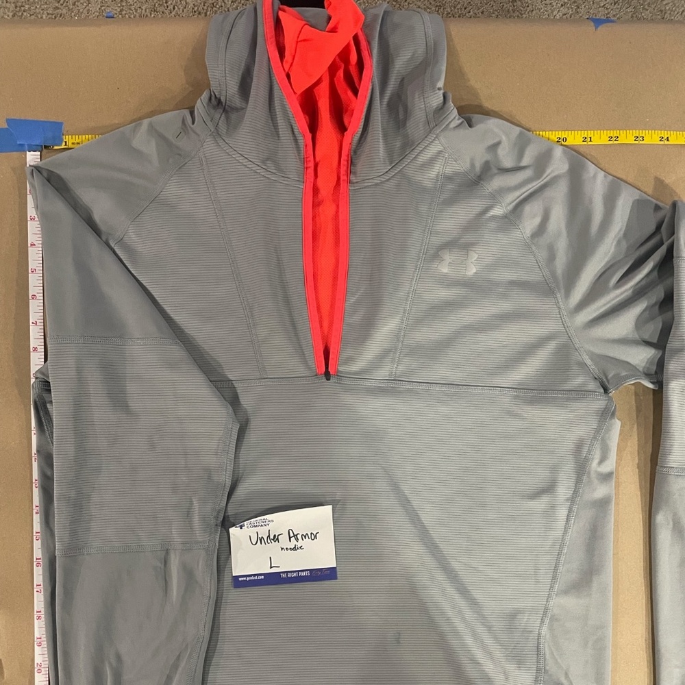 Under Armour Lighter Weight Running Hoodie Size L Orange Gray